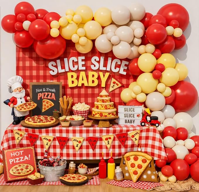 Pizza Party Balloon Arch Garland Kit by Beaumode