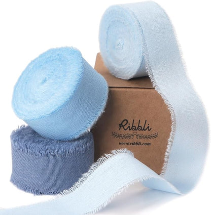 Ribbli 3 Rolls Blue Ribbon 1 Inch x 18 Yards Light Blue Baby Blue Dusty Blue by Ribbli