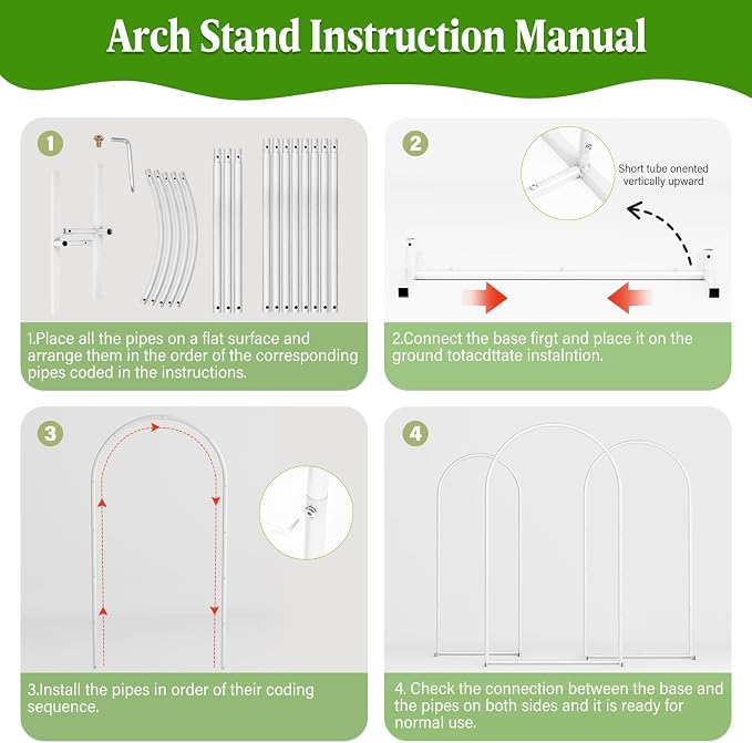 7.2FT Metal Wedding Arch Backdrop Stand, Stable Wedding Arch Frame - Image 5