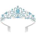 Didder Blue Opal Tiara Crowns for Women Girls, Princess Crown with Combs Tiaras for Women Girls Wedding Crowns for Brides Headband Prom Birthday Gift Halloween Costumes Hair Accessories