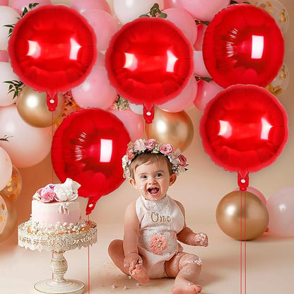 20 Pcs Red Round Shaped Balloons, 18 Inch Round Foil Balloon, Giant Round Mylar - Image 4
