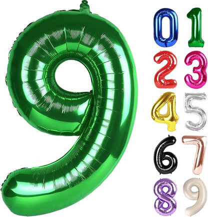 9 Balloon - Green Birthday Number Balloons, 40 Inch Decorations Men Women | by ALPHADELTAPI
