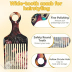 2 Pcs Afro Pick Comb for Natural Curly Hair,Portable Styling Hair Pick for Travel,Anti-Static,Cute Afro Comb for Women Men and Girls(Orange-T9)