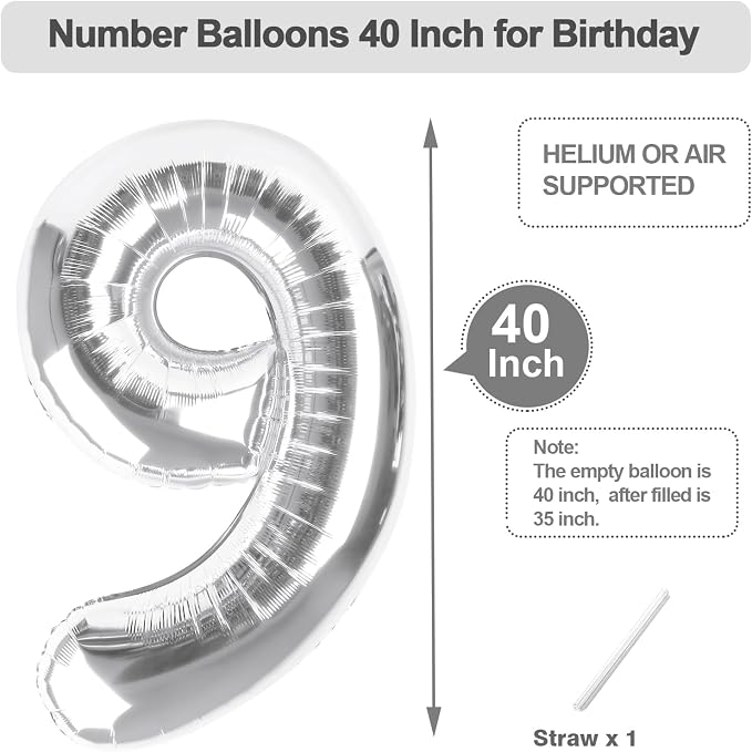 Number Balloons 40 Inch Silver 8 Balloon - Image 5