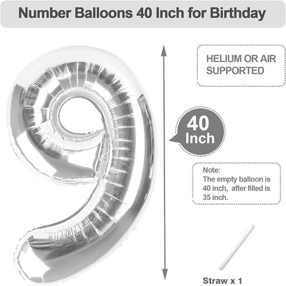 Number Balloons 40 Inch Silver 8 Balloon - Image 5