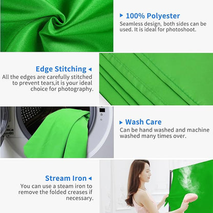 Hemmotop Chromakey Green Screen Backdrop, 10x20ft Large Background Fabric | - Image 2