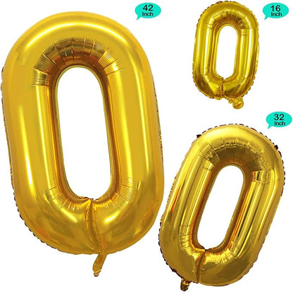 2 Pcs 42 Inch Gold Foil Balloons Number 0 - Image 2