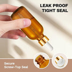 Bumobum Dropper Bottle 2 oz, 2 pack Amber Glass Eye Dropper Bottles with Golden Cap, Labels and Funnel, Tincture Bottle with Measured Cosmetic Dropper - Leakproof Essential Oils Bottles