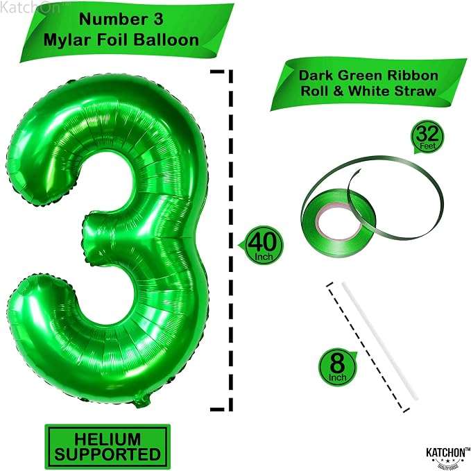 KatchOn, Giant Green Number 3 Balloon - Image 4