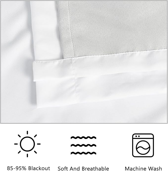 White Thermal Insulated Blackout Drapes 42"W x 63"L | Handmade Ruffles & - Image 5