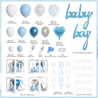 Amandir 137pcs Baby Blue Balloons Baby Shower Decorations - Image 2