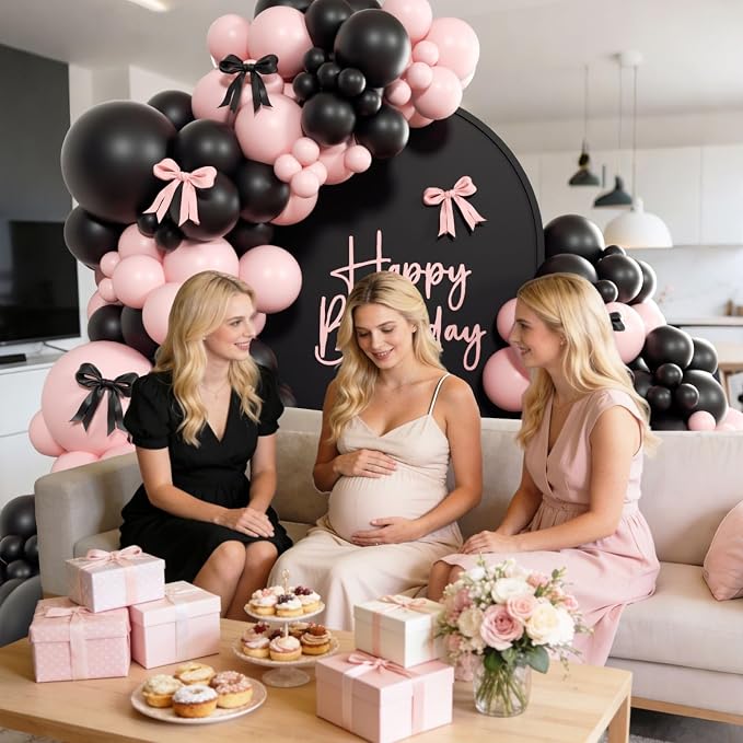 155pcs Pink and Black Balloon Arch Kit - Image 6
