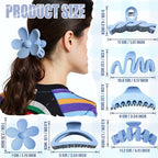12 Pcs Claw Clips, Multi-Shapes Hair Clips for Women Girls, Non-Slip Large Jaw Claw Clips for Thick Thin Curly Hair Accessories (Light Blue)