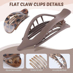 Lourny Flat Hair Clips for Women, French Flat Claw Clips & Duckbill Hair Clips for Thin Hair Lightweight Non-Slip Large Claw Clips for Women 6PCS