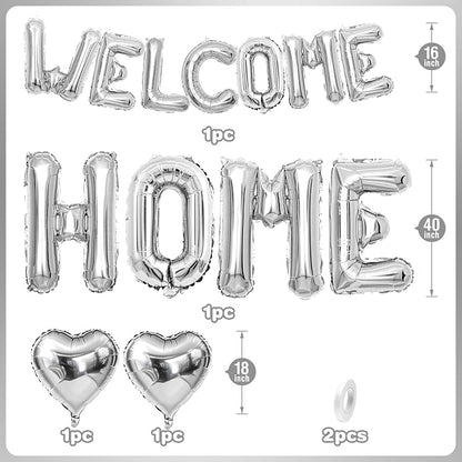 Welcome Home Balloons Silver, 40Inch HOME and 16Inch Welcome Foil Balloons - Image 2