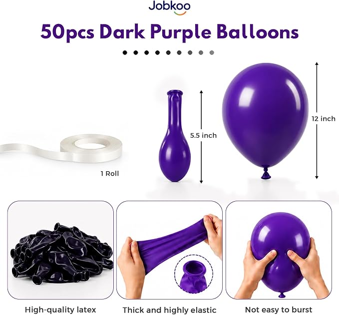 Jobkoo Purple Balloons 12 Inch - Image 2