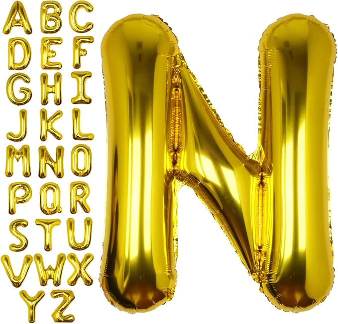 40 Inch Gold Letter N Balloon Big Foil Helium Letter Balloons A-Z | Giant Large by SULALABOO