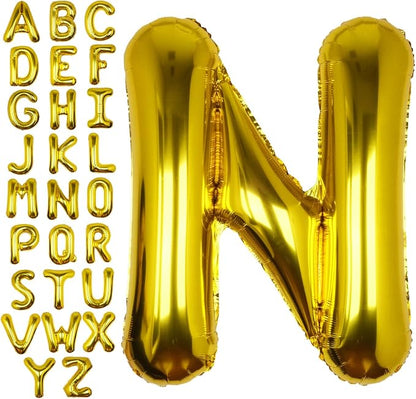 40 Inch Gold Letter N Balloon Big Foil Helium Letter Balloons A-Z | Giant Large by SULALABOO