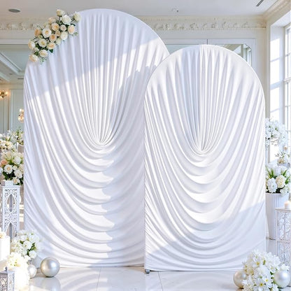 White Wedding Arch Backdrop Cover 7.2ft and 6ft Draped Arch Covers Stretchy by Tao-GePartyDecorations