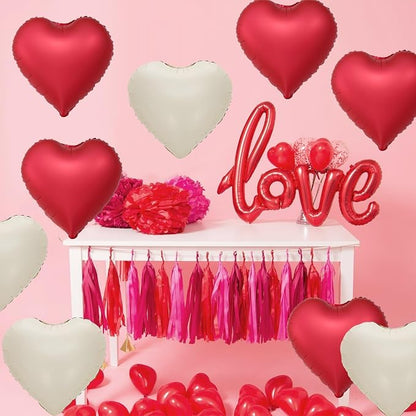 Red White Heart Balloons - Image 7