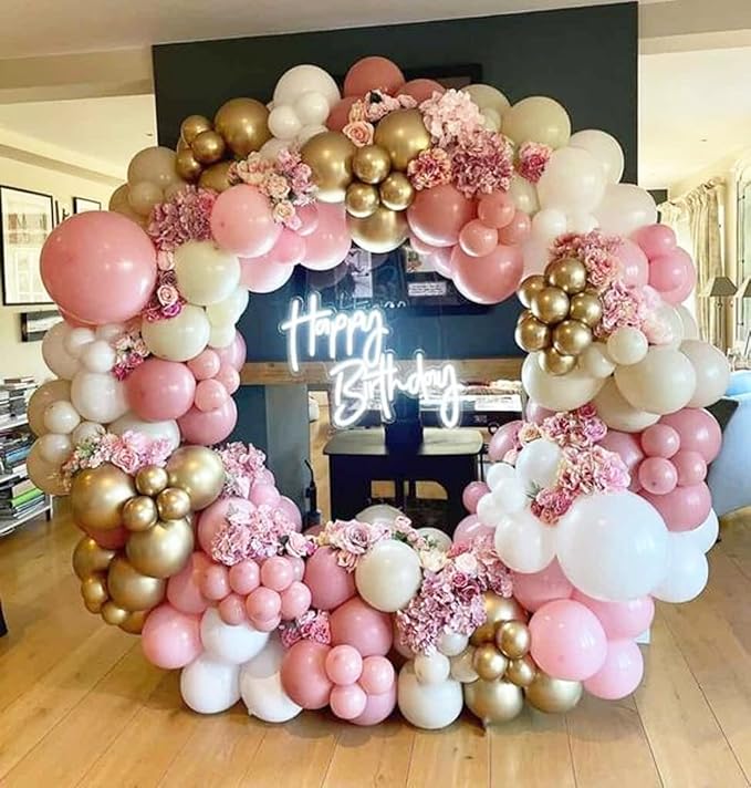 Pink and Gold Balloons, 12 Inch Pink White Metallic Chrome Gold Confetti Pink - Image 7
