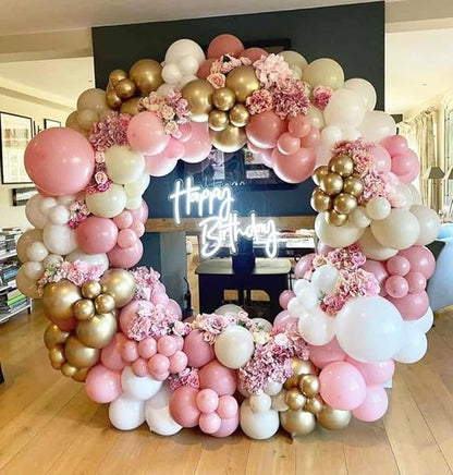 Pink and Gold Balloons, 12 Inch Pink White Metallic Chrome Gold Confetti Pink - Image 7