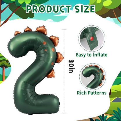 Dinosaur Number 2 Balloon, 30 Inch Birthday Party Decorations - Image 3