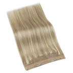 YoungSee Wire Hair Extensions Highlight Human Hair Wire Extensions Blonde Highlights Headband Hair Extensions Real Human Hair Golden Blonde with Light Blond Short Straight Hair 12Inch 70G