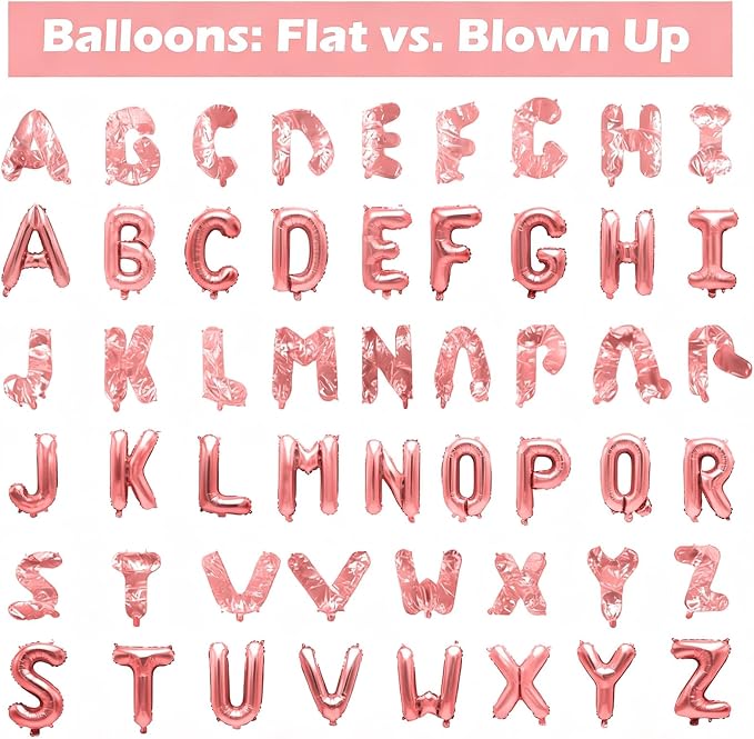 36 Pcs Rose Gold Letter Balloons, Custom A-Z Set - Image 4
