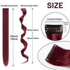 16 Pcs Burgundy Hair Extensions Curly Wavy Clip in Synthetic Hair Extensions,Colored Party Highlights Hairpiece Streak for Girls Women Kids Christmas Cosplay Party Gift(Wine Red)