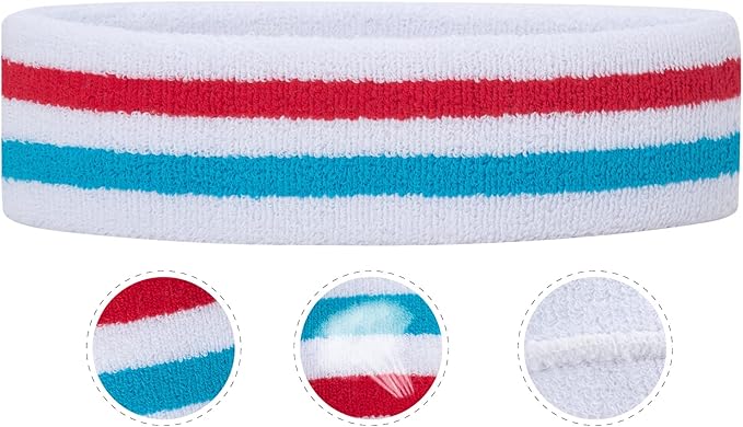 ONUPGO Sweatband Headbands for Men & Women -12PCS Sports Headbands Moisture Wicking Athletic Cotton Terry Cloth Headband for Tennis,Basketball,Football,Gym,Working Out