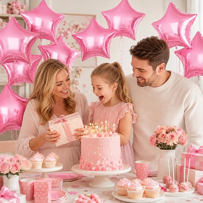 Pink Star Balloons, 18 Inches Star Foil Balloons - Image 3
