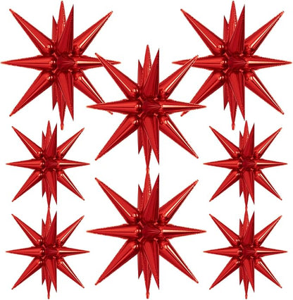Red Star Balloons, Large Spike Balloons | 22 Inch Star Balloons, One-Piece by Adeyoo
