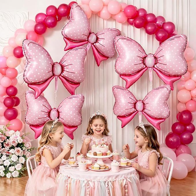 Pink Bow Balloons Different Sizes - Image 7