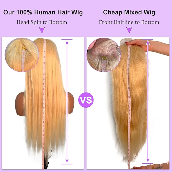 613 13x6 Lace Front Wig Human Hair Pre Plucked Straight Blonde Human Hair Lace Front Wigs 613 HD Lace Frontal Wig Blonde Wigs for Black Women 180% Density 28 Inch
