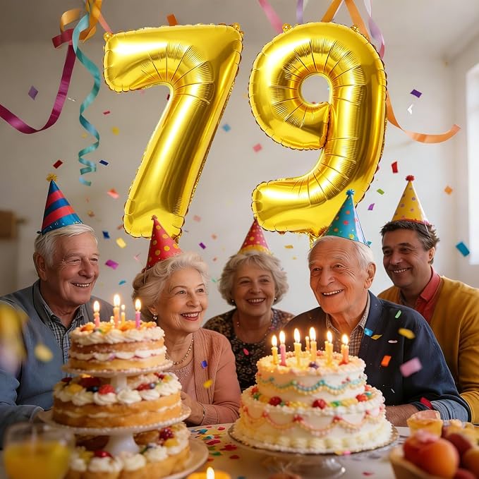 40 Inch Number 79 Balloons for 79th Birthday Party Decorations, 0-100 Gold - Image 2