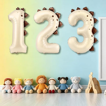 Dinosaur Number 1 Balloon, 30 Inch Beige Birthday Party Decorations - Image 5