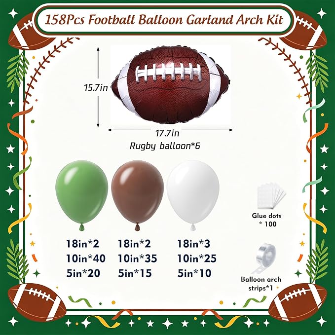 Football Balloon Arch Kit 158Pcs - Image 2