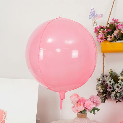 6Pcs Baby Pink Round Foil Balloons, 22inch Large 4D Helium Light Pink Mylar - Image 4