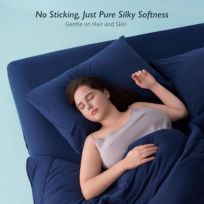Breescape Cooling Pillow Cases Standard/Queen Size - BlendTek™ Dry & Cool Technology for Hot Sleepers and Night Sweats, 2 Pack Ultra Soft Pillowcases for Hair & Skin Care, 20" x 30", Twilight Blue