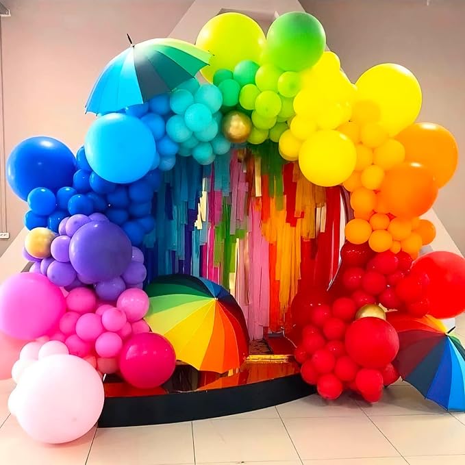 PartyWoo Rainbow Balloon Arch Kit 142pcs Colorful and Blue Balloons | Red Green - Image 5