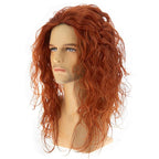 Baruisi Long Curly Wavy Orange Wigs for Men Synthetic Natural Party Halloween Cosplay Hair Wig