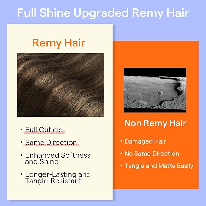 Full Shine Light Brown Clip in Hair Extensions 16 Inch Dark Brown Balayage Clip in Hair Extensions Real Human Hair 7 Pcs 120 G