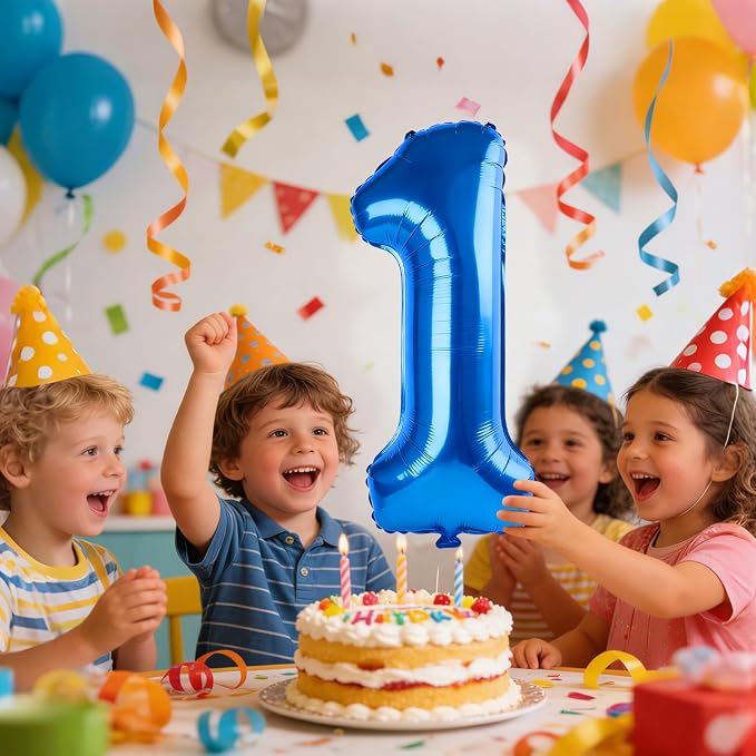 40 Inch Number 1 Balloons for 1st Birthday Party Decorations, 0-100 Dark Blue - Image 2
