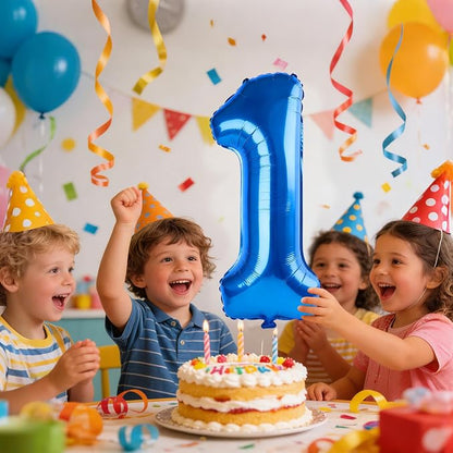40 Inch Number 1 Balloons for 1st Birthday Party Decorations, 0-100 Dark Blue - Image 2