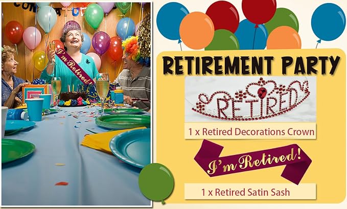 JETKONG Retirement Party Decorations Retired Tiara/Crown, Retired Sash - Image 6