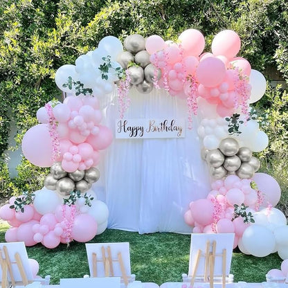 Pink White Silver Balloons Arch Kit - Image 8