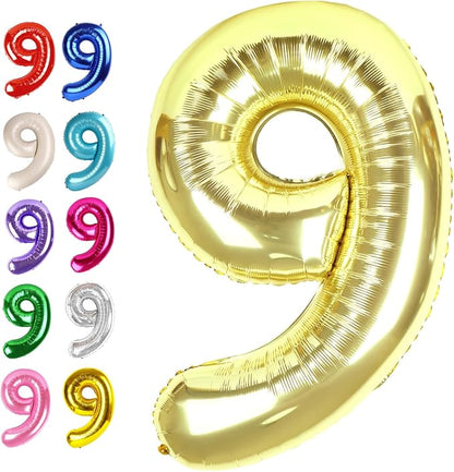 Champagne Gold Number 9 Balloon 40 inch, Balloon numbers party supplies by Upgesy