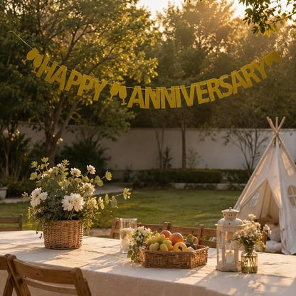 Happy Anniversary Banner, Wedding Anniversary Party Decorations Supplies - Image 4