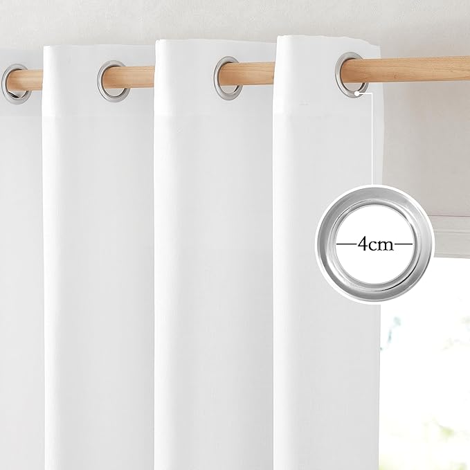 NICETOWN Linen Flax Semi Sheer Curtains 94" Length, Grommet Window Treatments - Image 3